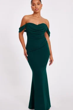 Quiz Prom Dresses|Prom & Ball>Petite Bottle Green Drop Sleeve Maxi Dress