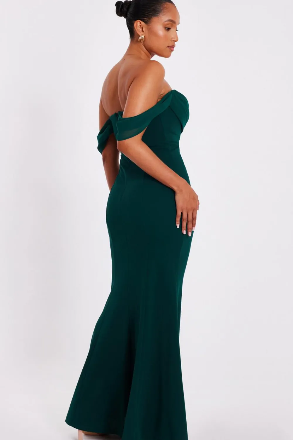 Quiz Prom Dresses|Prom & Ball>Petite Bottle Green Drop Sleeve Maxi Dress