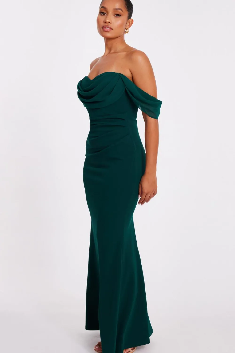 Quiz Prom Dresses|Prom & Ball>Petite Bottle Green Drop Sleeve Maxi Dress