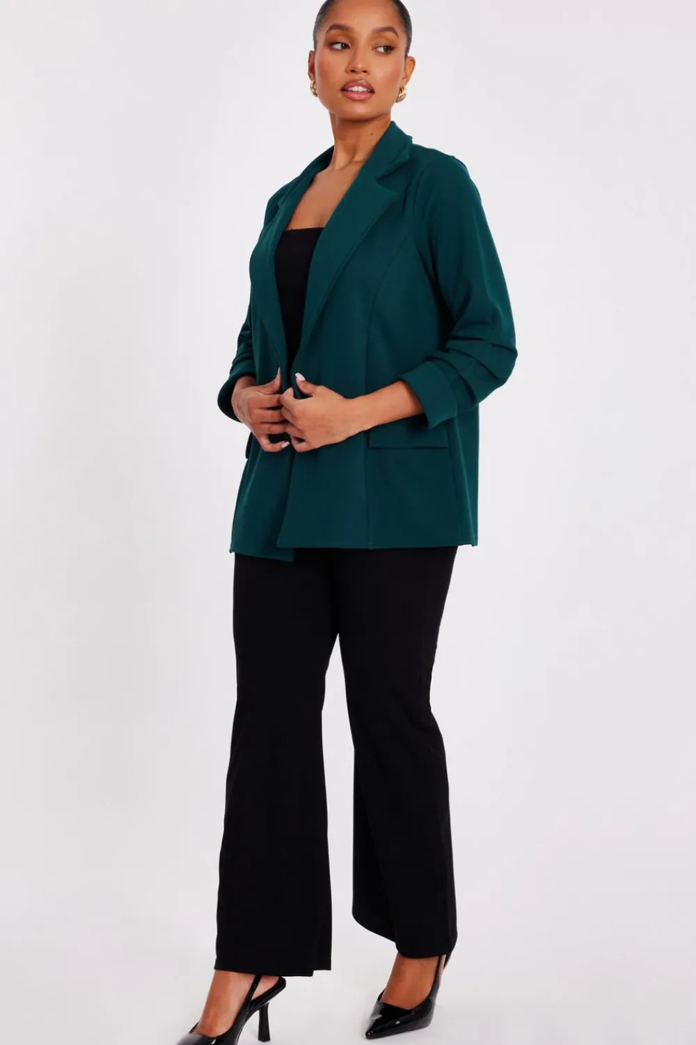 Quiz Workwear|Modest>Petite Ruched Sleeve Blazer