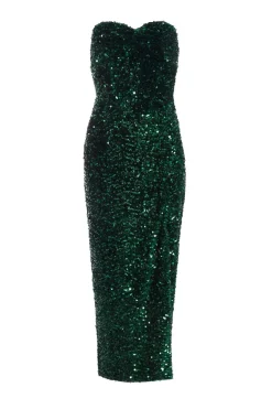 Quiz Evening Dresses|Petite Dresses>Petite Bottle Green Sequin Midaxi Dress