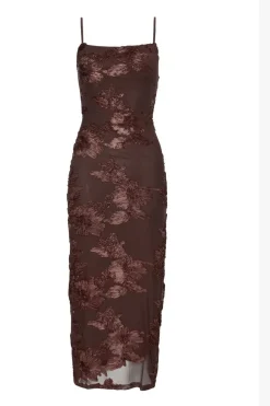Quiz Day At The Races|Christening Guest>Petite Brown Floral Applique Midaxi Dress