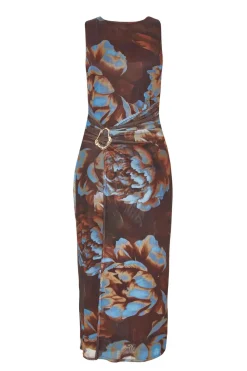 Quiz Going Out|Florals>Petite Brown Floral Mesh Midaxi Dress