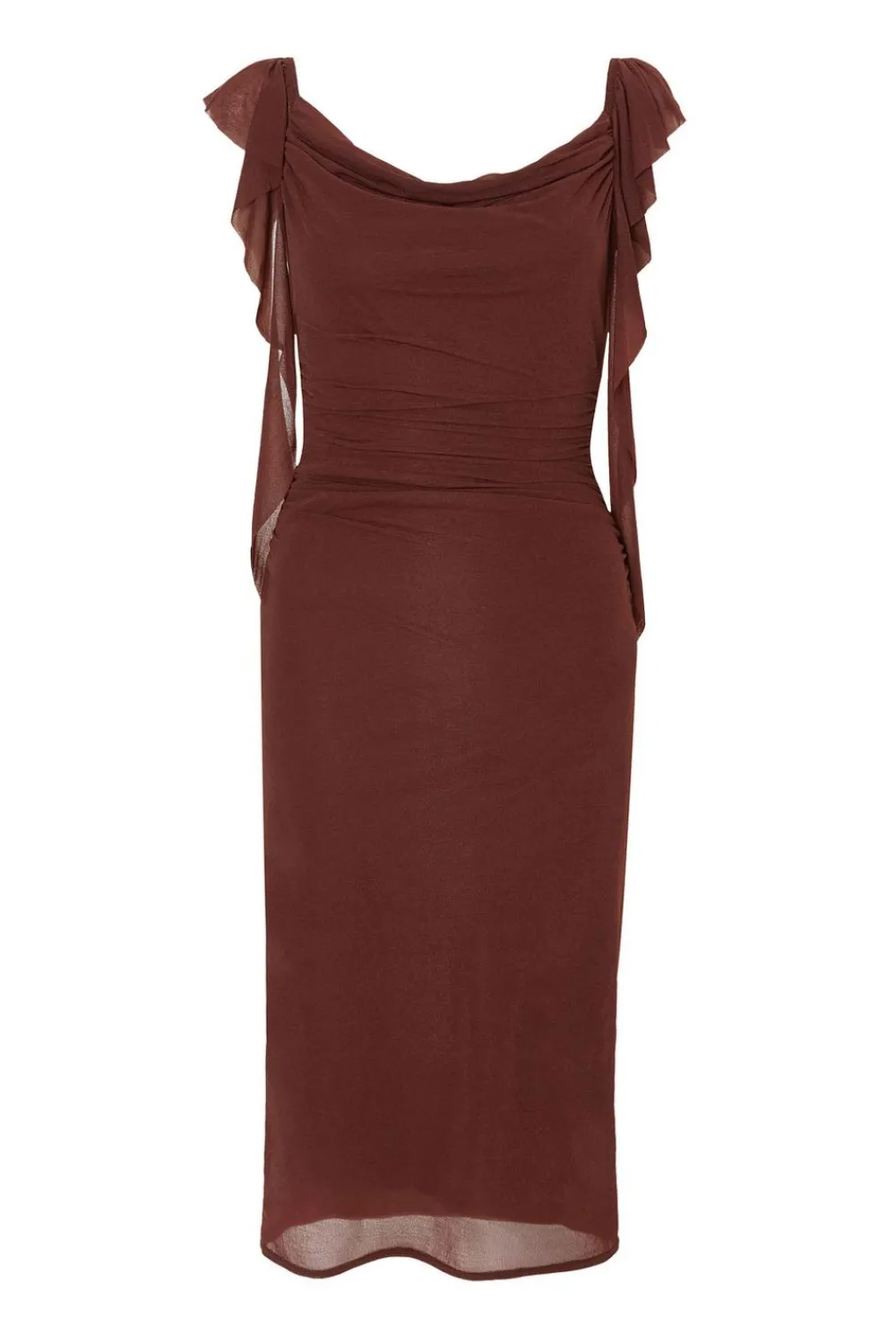 Quiz Day At The Races|Christening Guest>Petite Brown Frill Midi Dress