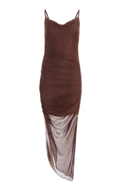 Quiz Evening Dresses|Prom Dresses>Petite Brown Glitter Mesh Midaxi Dress