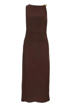 Quiz Going Out|Dresses>Petite Brown Gold Buckle Midaxi Dress