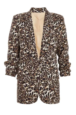 Quiz Workwear|Modest>Petite Brown Leopard Print Blazer