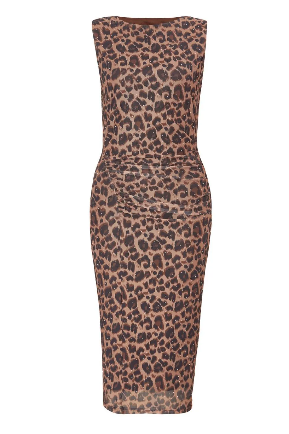 Quiz Dresses|Midi Dresses>Petite Brown Mesh Leopard Print Midi Dress
