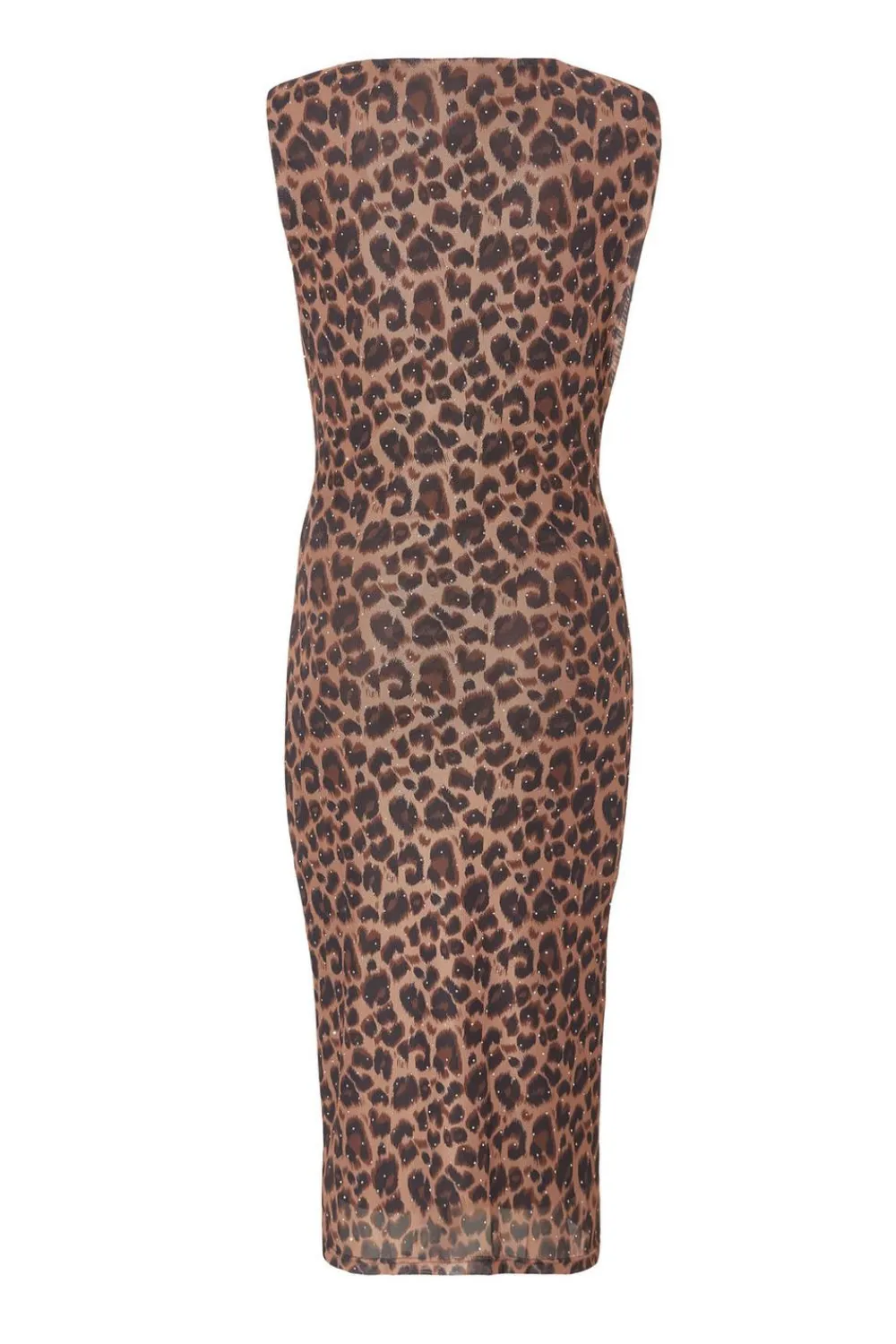 Quiz Dresses|Midi Dresses>Petite Brown Mesh Leopard Print Midi Dress