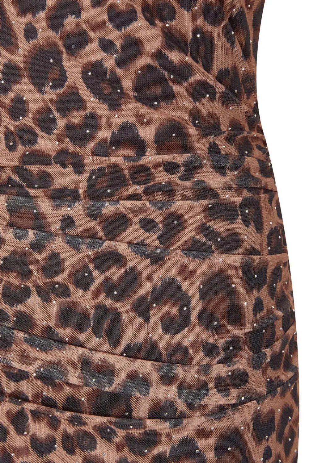 Quiz Dresses|Midi Dresses>Petite Brown Mesh Leopard Print Midi Dress