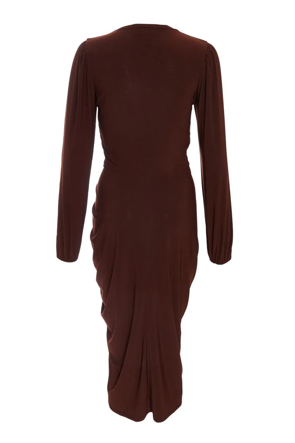 Quiz Christening Guest|Wrap Dresses>Petite Brown Ruched Midi Dress