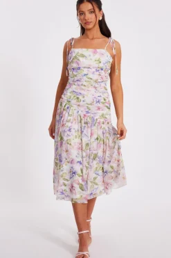 Quiz Day At The Races|Christening Guest>Petite Chiffon Floral Midi Dress