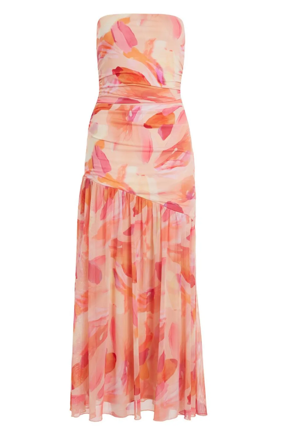 Quiz Day At The Races|Summer Clothes>Petite Coral Mesh Floral Midaxi Dress