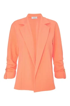 Quiz Workwear|Summer Clothes>Petite Coral Ruched Sleeve Blazer