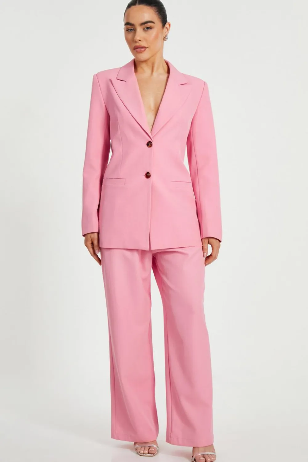 Quiz Day At The Races|Christening Guest>Petite Coral Wide Leg Tailored Trousers