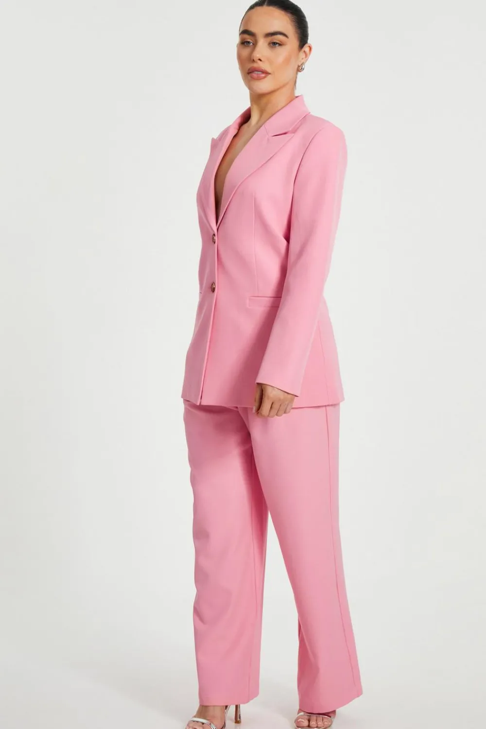 Quiz Day At The Races|Christening Guest>Petite Coral Wide Leg Tailored Trousers