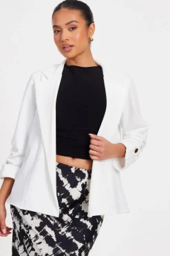 Quiz Workwear|Summer Clothes>Petite Ruched Sleeve Blazer