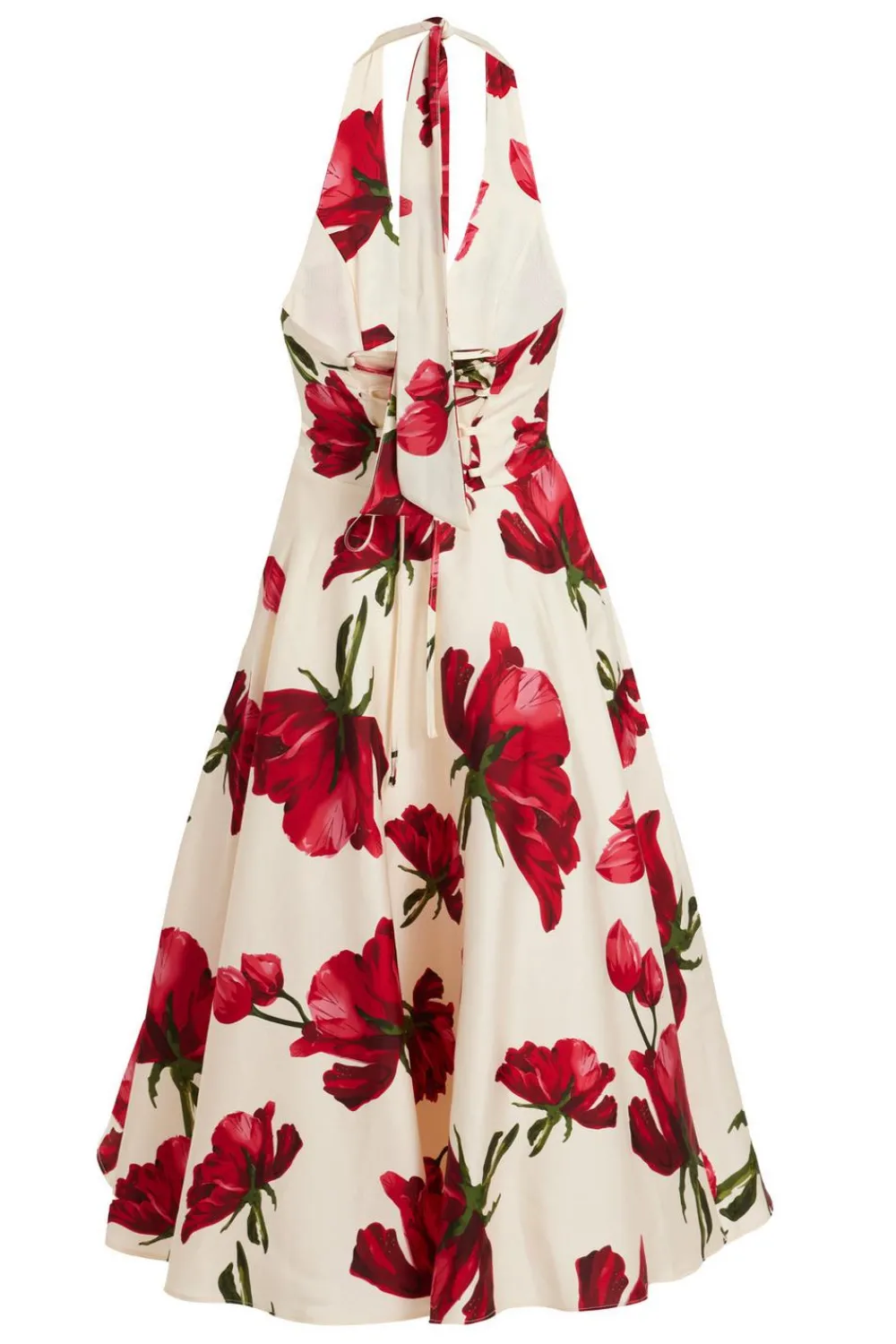 Quiz Day At The Races|Florals>Petite Cream Satin Rose Print Midi Dress