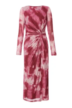 Quiz Day At The Races|Modest>Petite Dark Pink Marble Print Midaxi Dress
