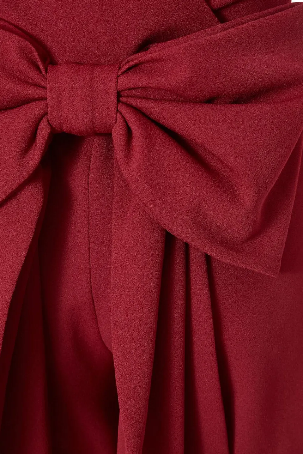Quiz Occasion Jumpsuits|Going Out Jumpsuits>Petite Dark Red Bow Back Jumpsuit