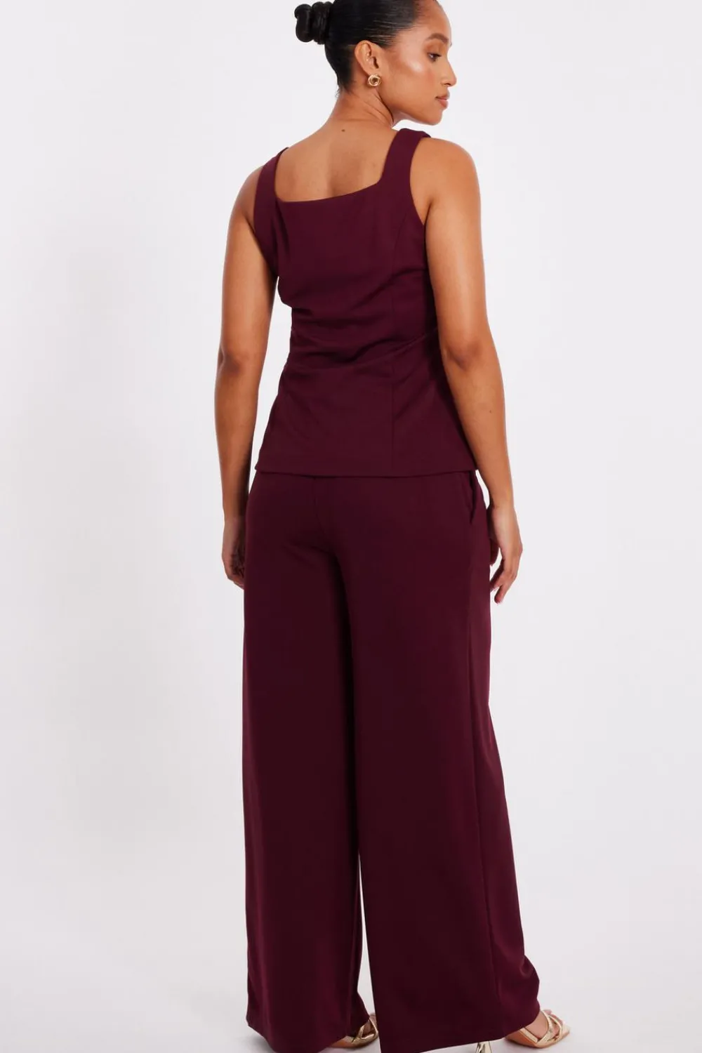Quiz Waistcoat|Going Out Tops>Petite Dark Red Button Front Waistcoat