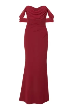 Quiz Prom Dresses|Prom & Ball>Petite Dark Red Chiffon Bardot Maxi Dress