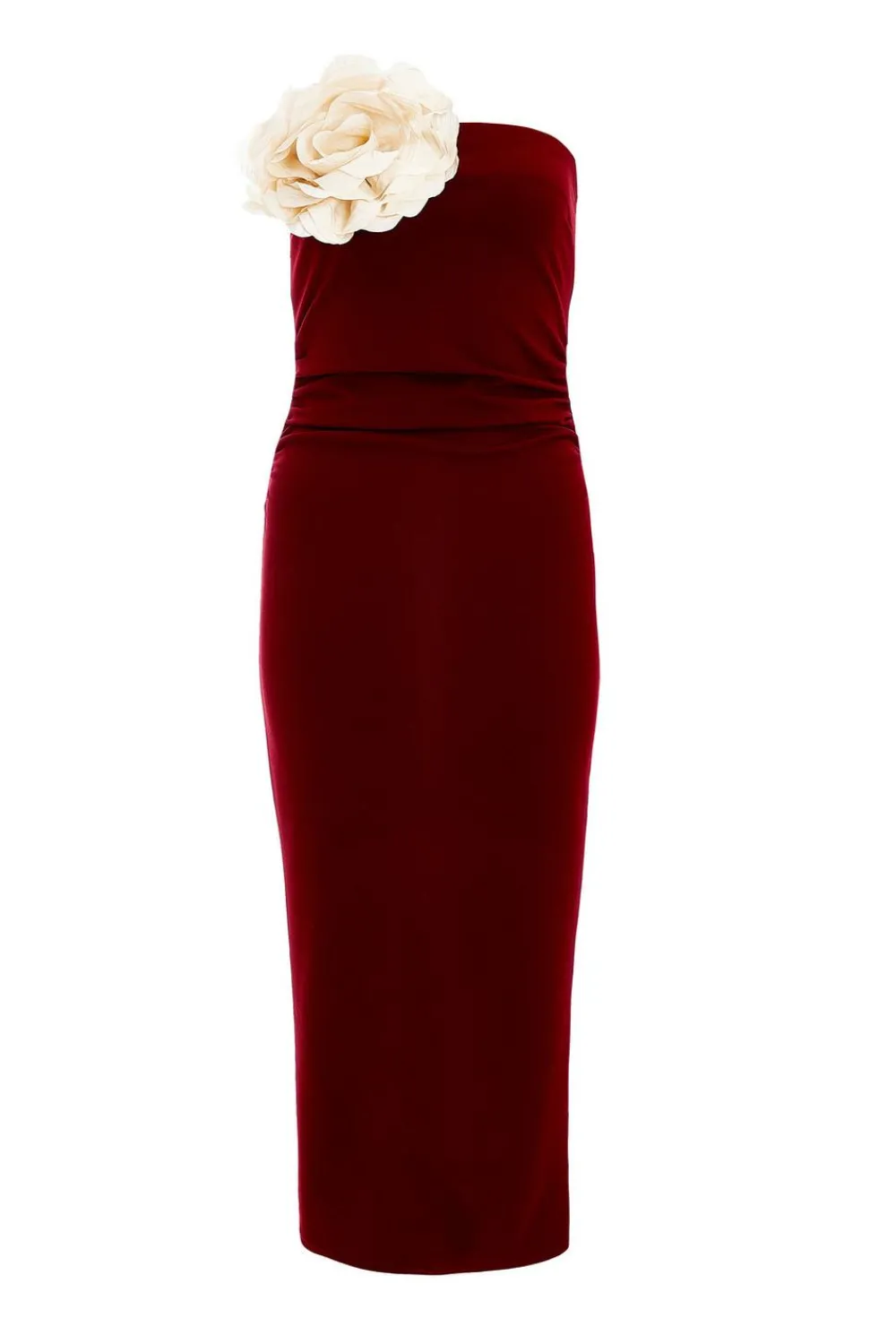 Quiz Evening Dresses|Trending: Red>Petite Dark Red Corsage Midaxi Dress