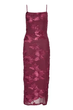 Quiz Day At The Races|Christening Guest>Petite Dark Red Floral Applique Midaxi Dress