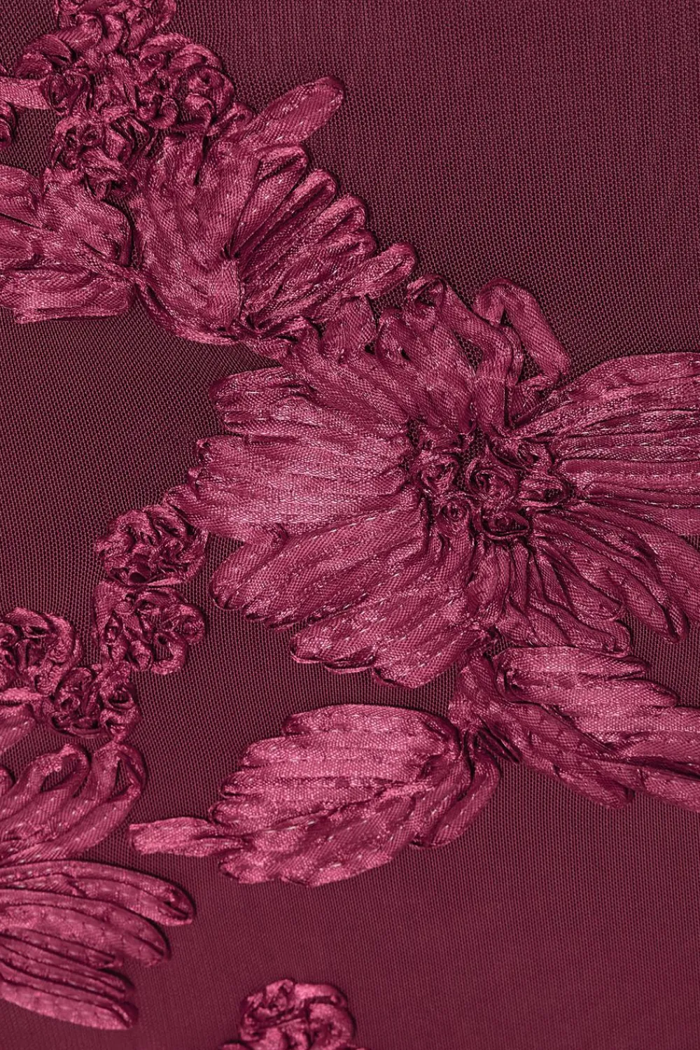 Quiz Day At The Races|Christening Guest>Petite Dark Red Floral Applique Midaxi Dress