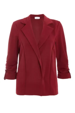 Quiz Workwear|Trending: Red>Petite Dark Red Ruched Sleeve Blazer