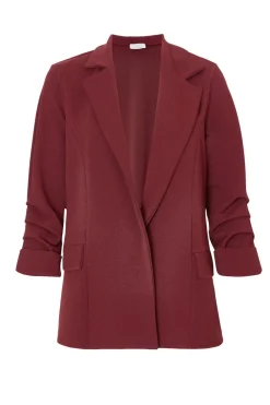 Quiz Workwear|Trending: Red>Petite Dark Red Ruched Sleeve Blazer