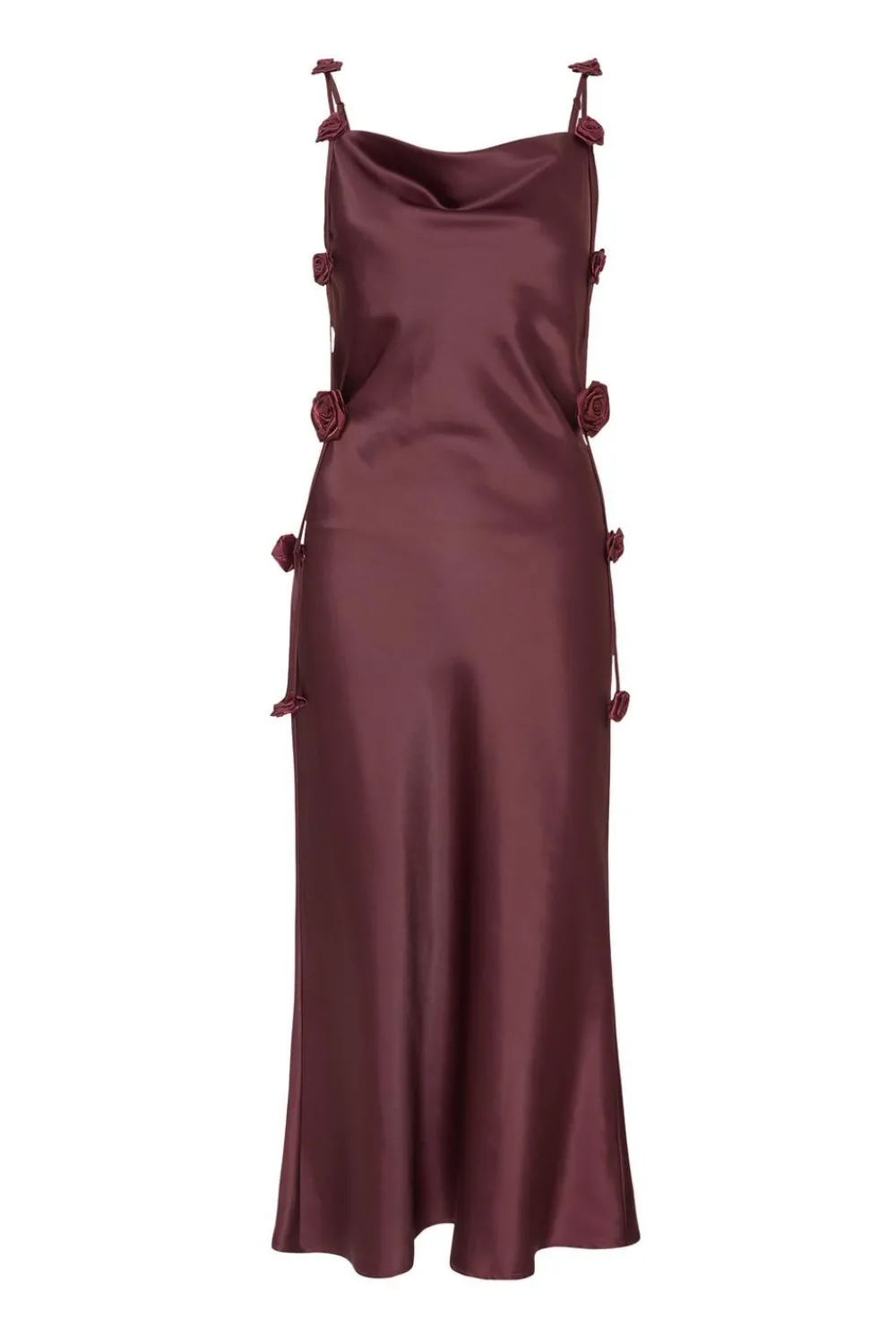 Quiz Day At The Races|Christening Guest>Petite Dark Red Satin Midaxi Dress