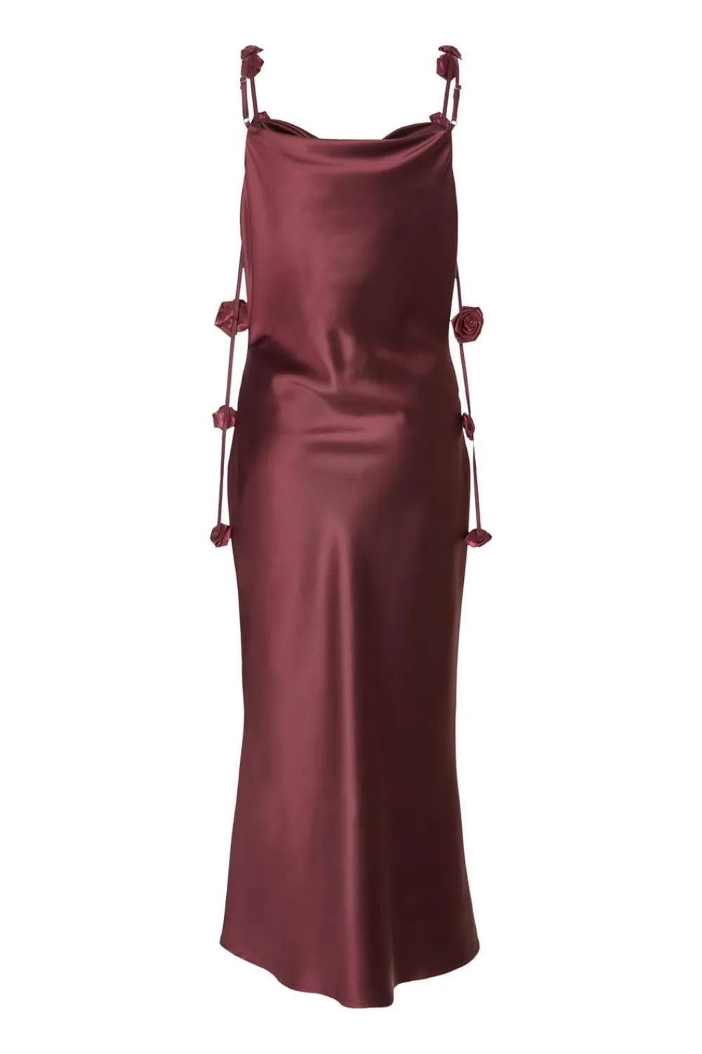 Quiz Day At The Races|Christening Guest>Petite Dark Red Satin Midaxi Dress