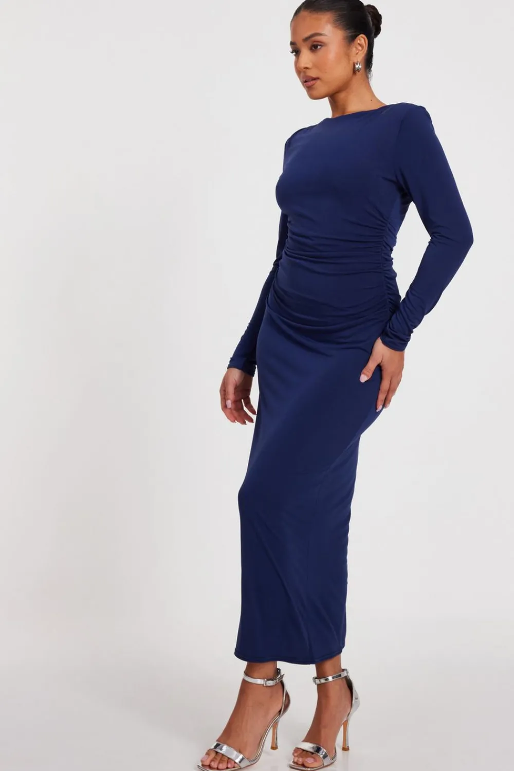 Quiz Modest|Petite Dresses>Petite Indigo Ruched Midaxi Dress