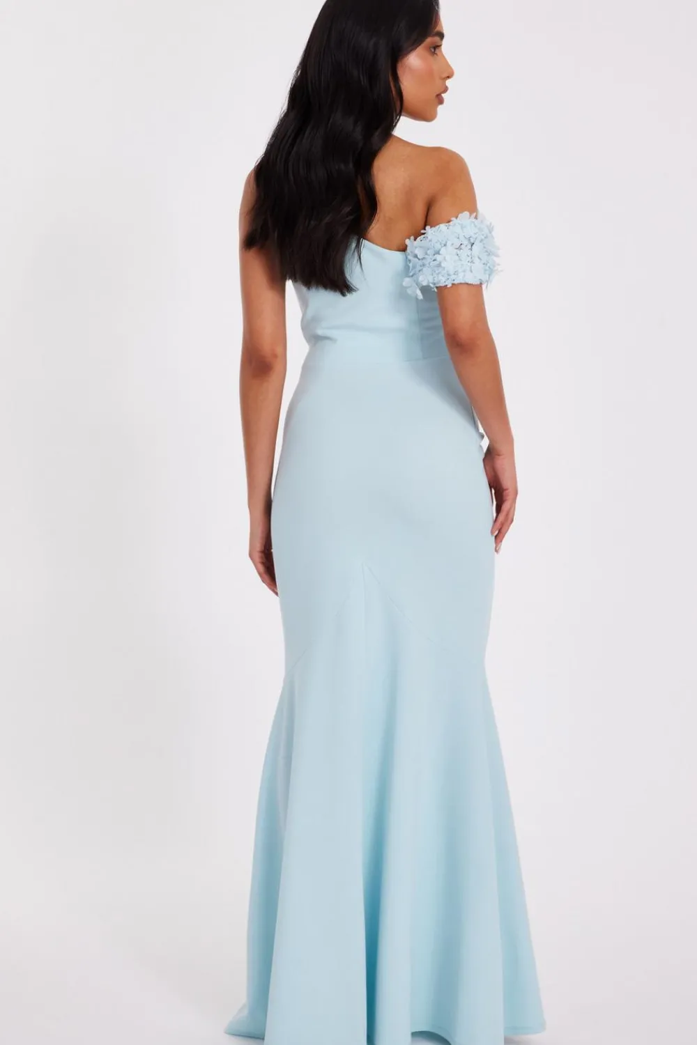 Quiz Prom Dresses|Prom & Ball>Petite Light Blue Floral Ruched Maxi Dress