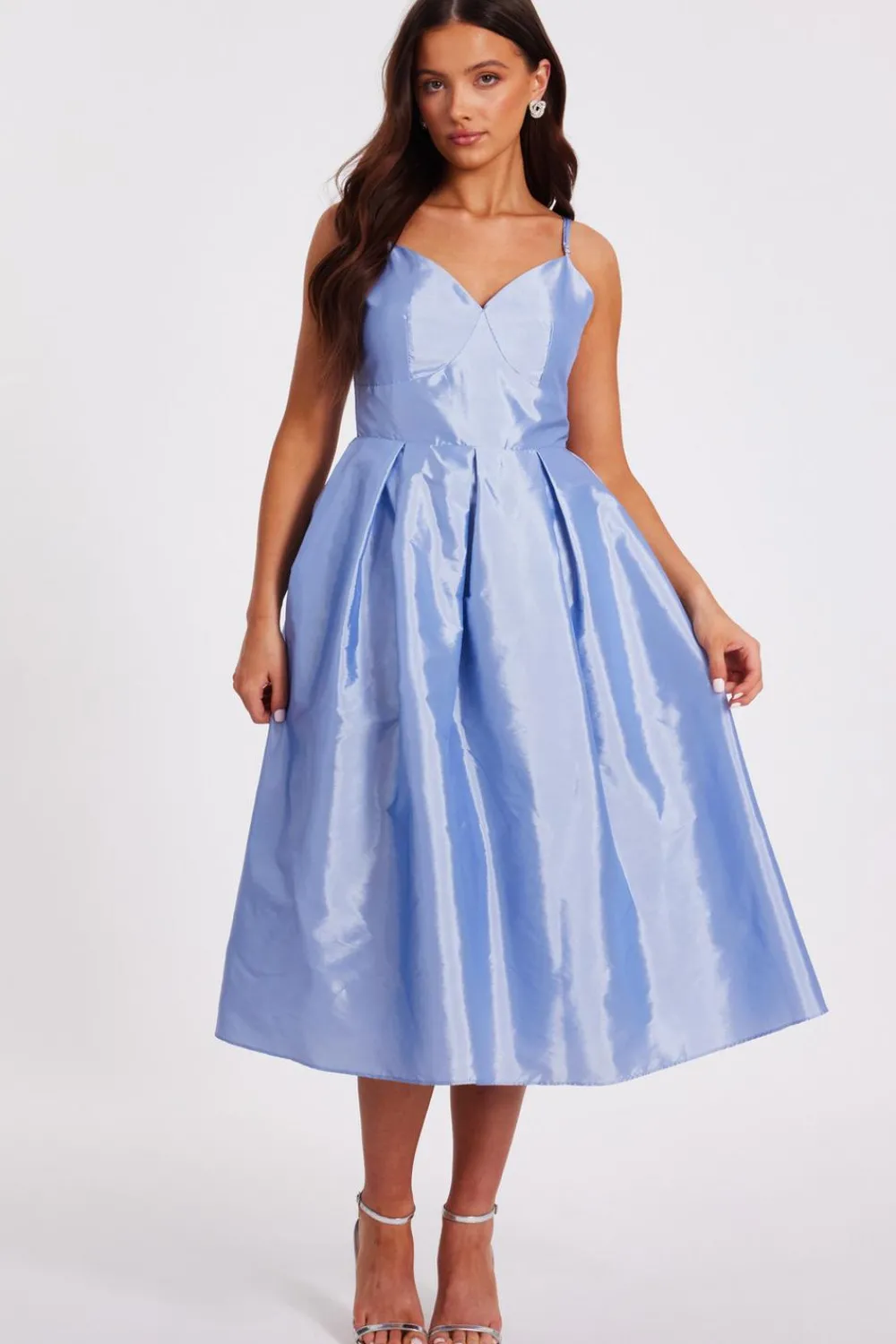 Quiz Prom Dresses|Prom & Ball>Petite Light Blue Taffeta Midi Dress