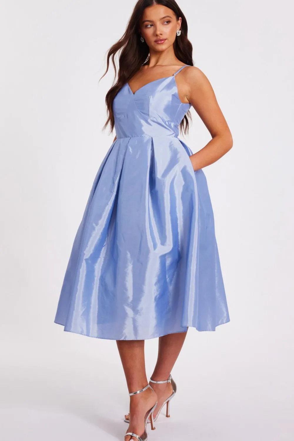 Quiz Prom Dresses|Prom & Ball>Petite Light Blue Taffeta Midi Dress
