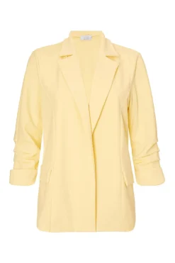Quiz Workwear|Summer Clothes>Petite Light Yellow Ruched Sleeve Blazer