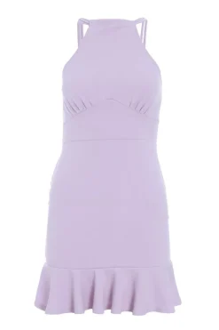 Quiz Summer Dresses|Ruffle Dresses>Petite Lilac Bodycon Frill Hem Mini Dress