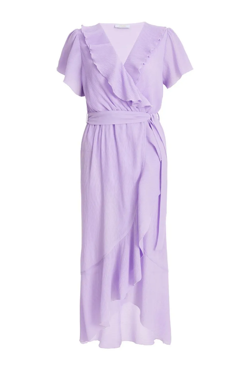 Quiz Summer Clothes|Wedding Guest Dresses>Petite Lilac Crinkle Frill Midaxi Dress