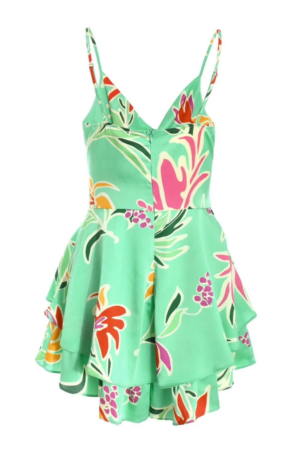 Quiz Playsuits|Summer Clothes>Petite Mint Tropical Print Playsuit