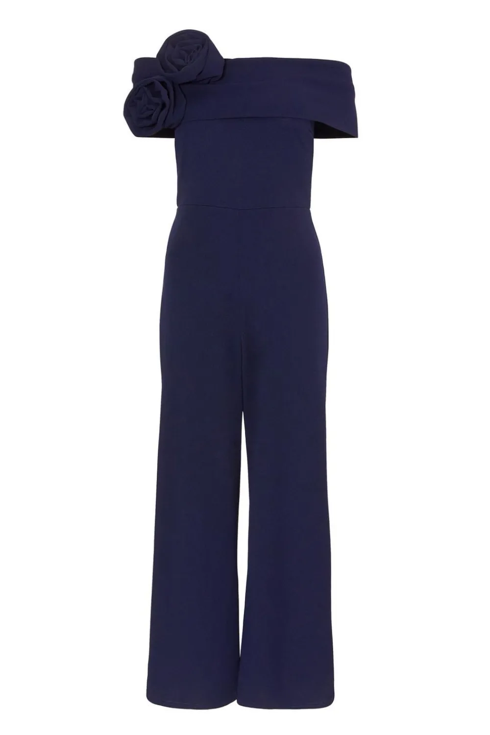 Quiz Occasion Jumpsuits|Evening Jumpsuits>Petite Navy Bardot Floral Corsage Jumpsuit