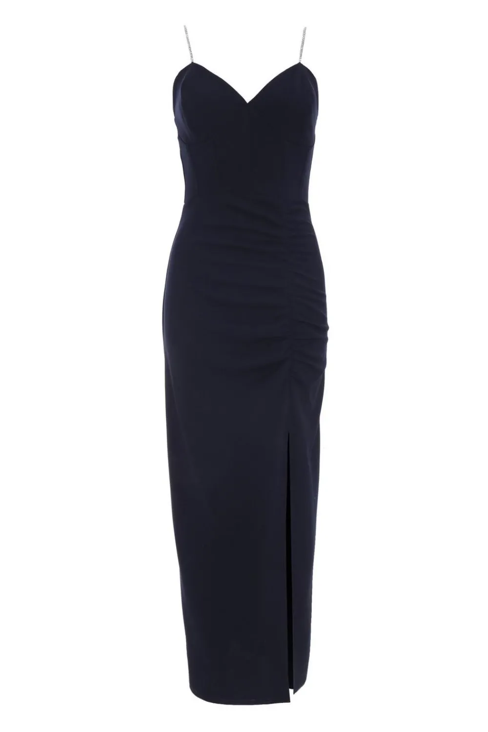 Quiz Prom Dresses|Evening Dresses>Petite Navy Diamante Ruched Maxi Dress