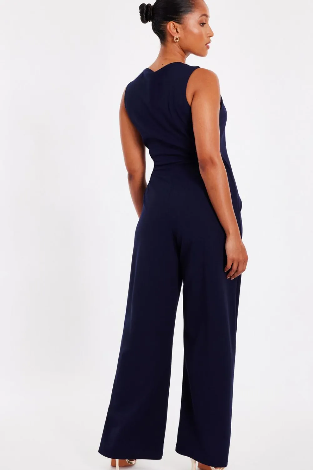 Quiz Going Out Jumpsuits|Workwear>Petite Navy Waistcoat Jumpsuit