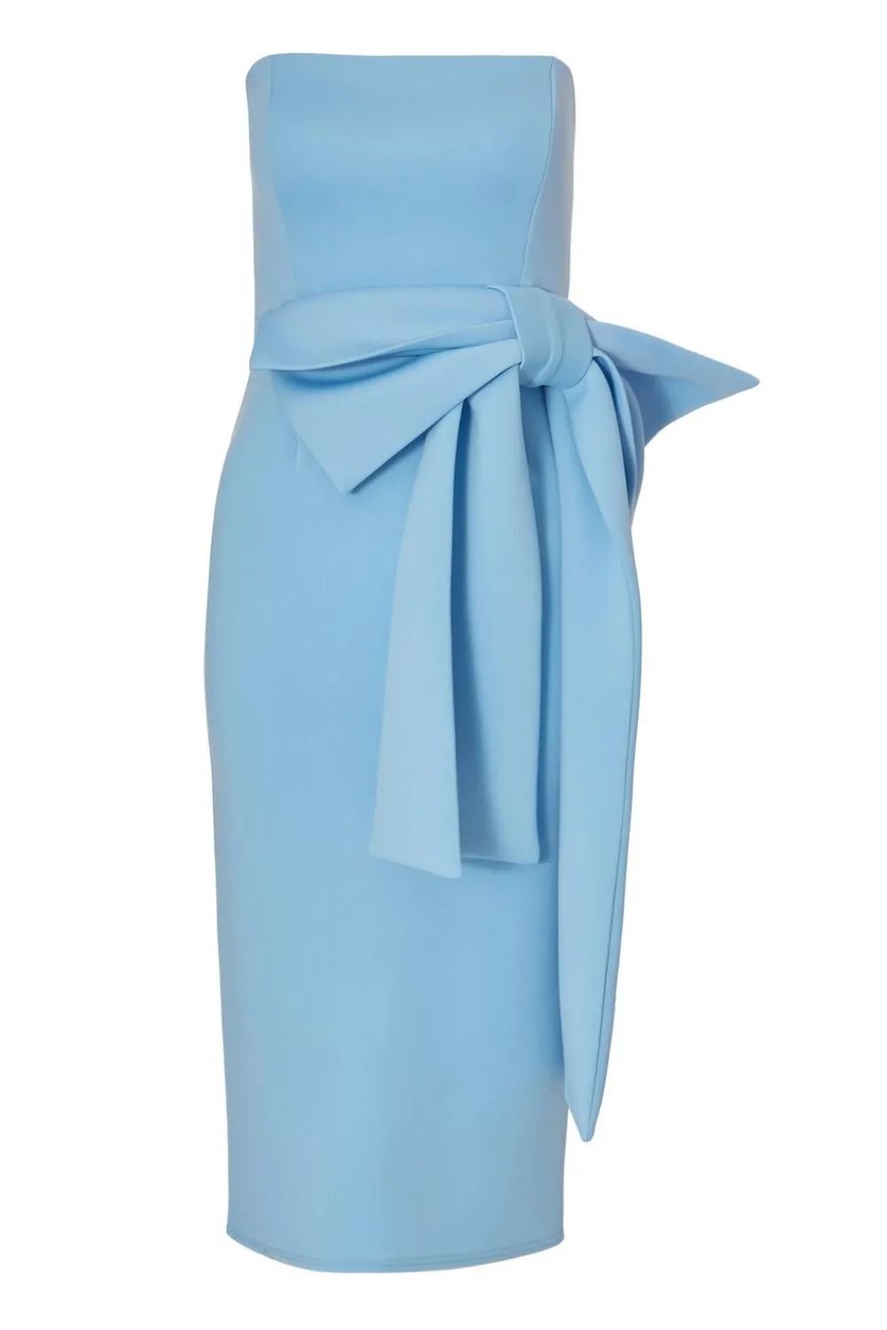 Quiz Day At The Races|Christening Guest>Petite Pale Blue Strapless Bow Midi Dress