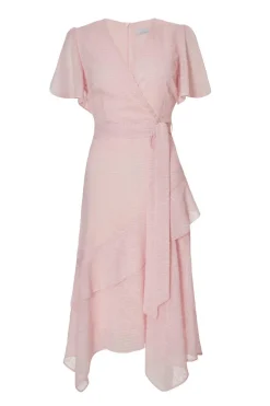 Quiz Day At The Races|Christening Guest>Petite Pale Pink Textured Chiffon Midi Dress