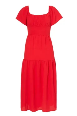 Quiz Trending: Red|Summer Clothes>Petite Red Short Sleeve Midaxi Dress