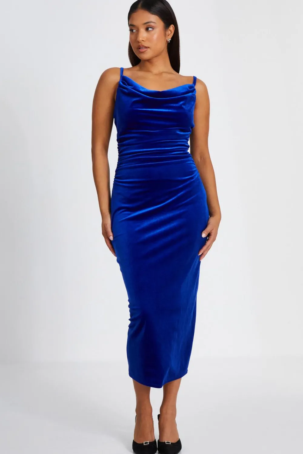 Quiz Evening Dresses|Royal Blue Dresses>Petite Royal Blue Velvet Midaxi Dress