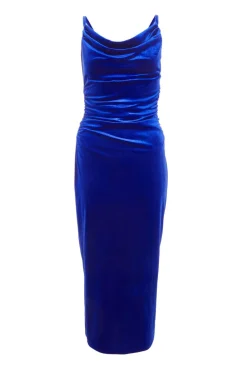 Quiz Evening Dresses|Royal Blue Dresses>Petite Royal Blue Velvet Midaxi Dress