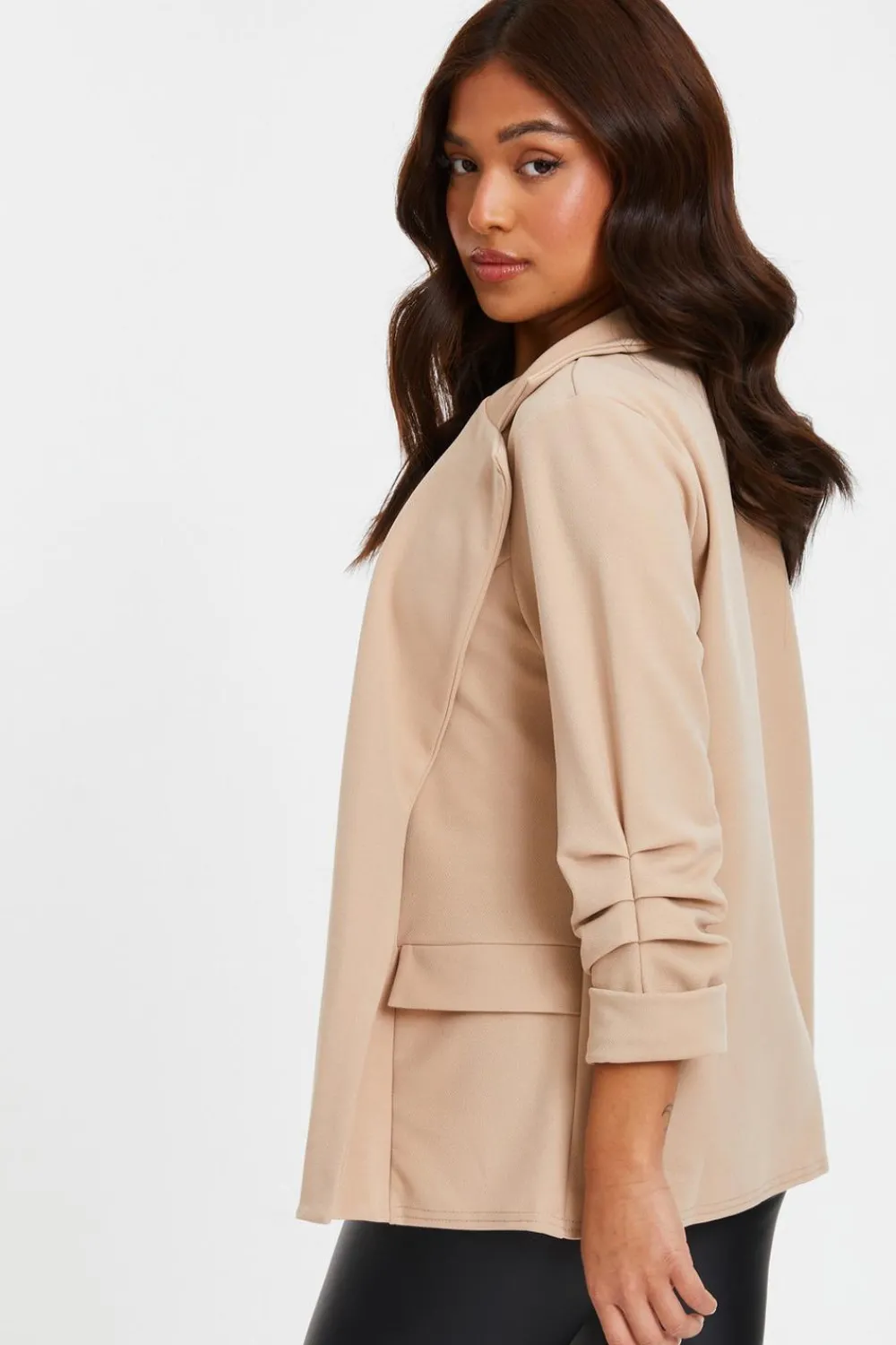 Quiz Jackets & Coats|Blazers>Petite Ruched Sleeve Blazer